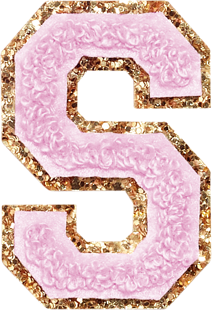 Lilac Glitter Varsity Letter Patches