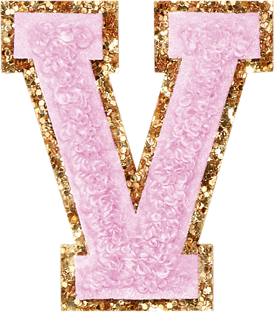 Lilac Glitter Varsity Letter Patches