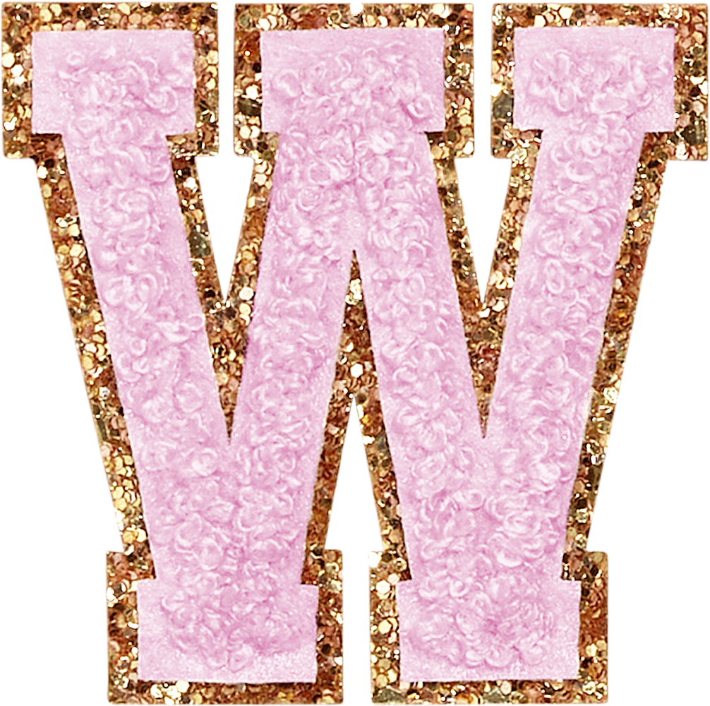 Lilac Glitter Varsity Letter Patches