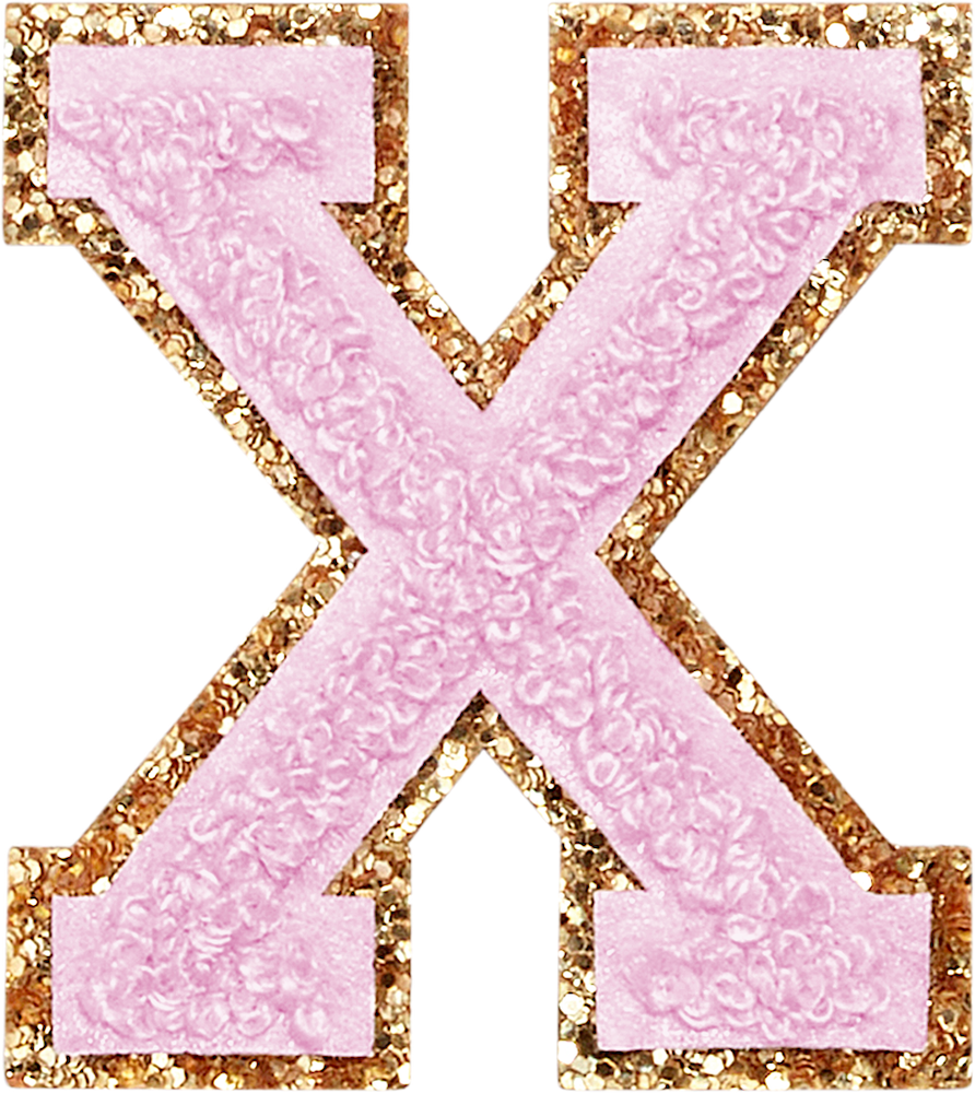 Lilac Glitter Varsity Letter Patches