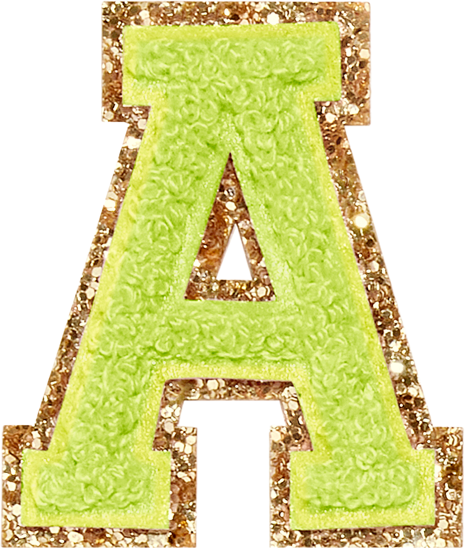 Lime Glitter Varsity Letter Patches