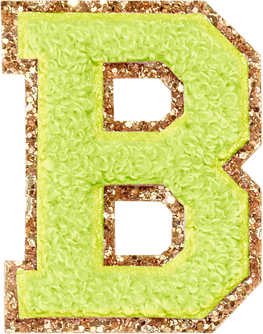 Lime Glitter Varsity Letter Patches