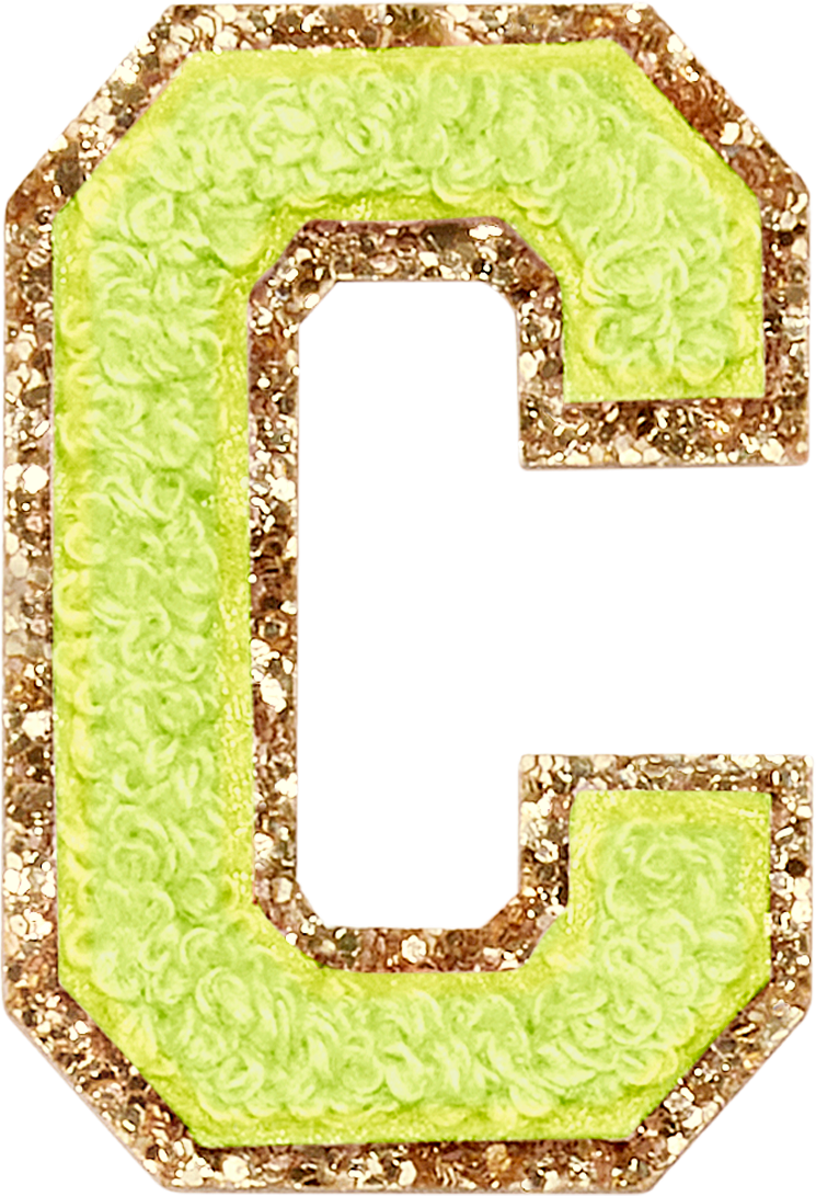 Lime Glitter Varsity Letter Patches