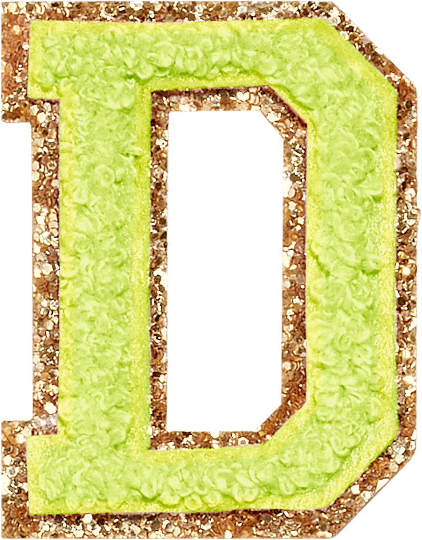 Lime Glitter Varsity Letter Patches