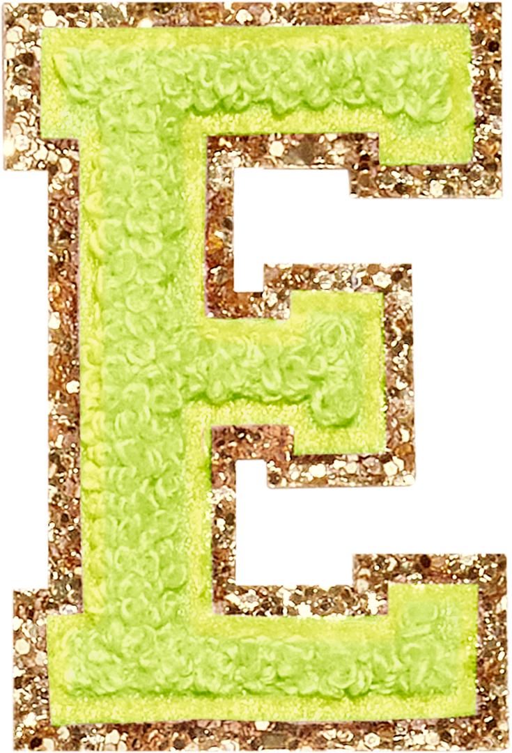 Lime Glitter Varsity Letter Patches