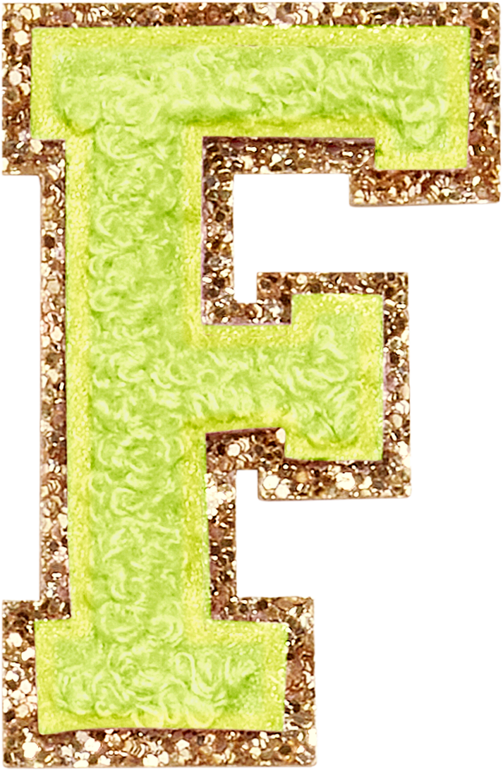 Lime Glitter Varsity Letter Patches