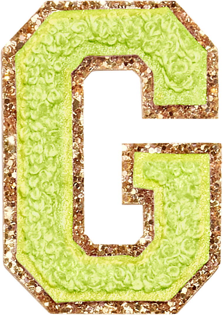 Lime Glitter Varsity Letter Patches
