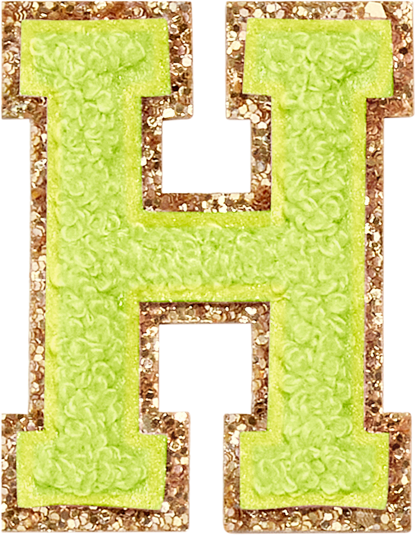Lime Glitter Varsity Letter Patches