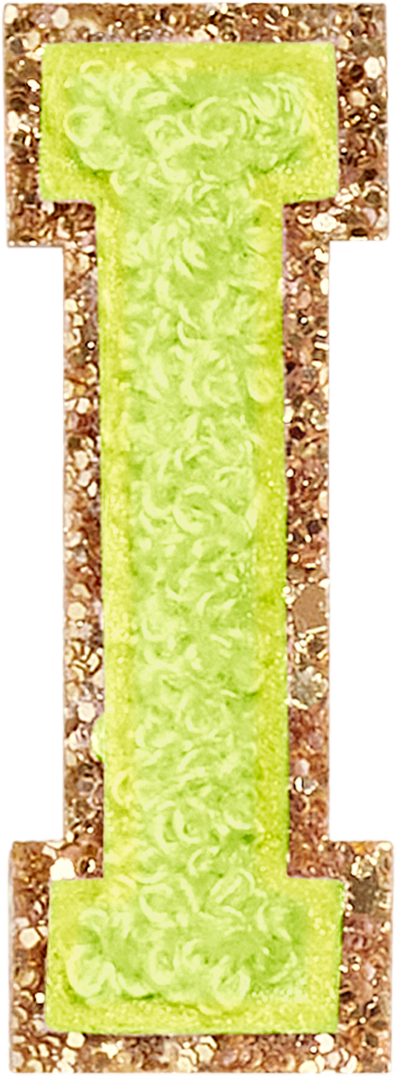 Lime Glitter Varsity Letter Patches