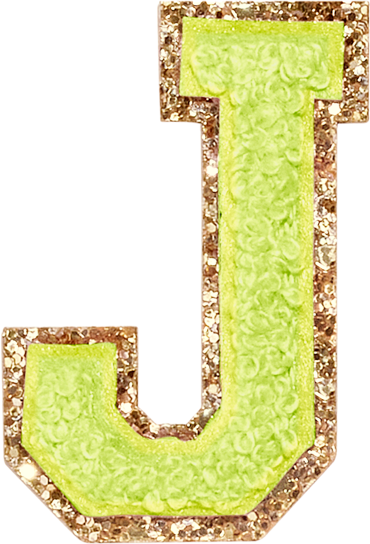 Lime Glitter Varsity Letter Patches