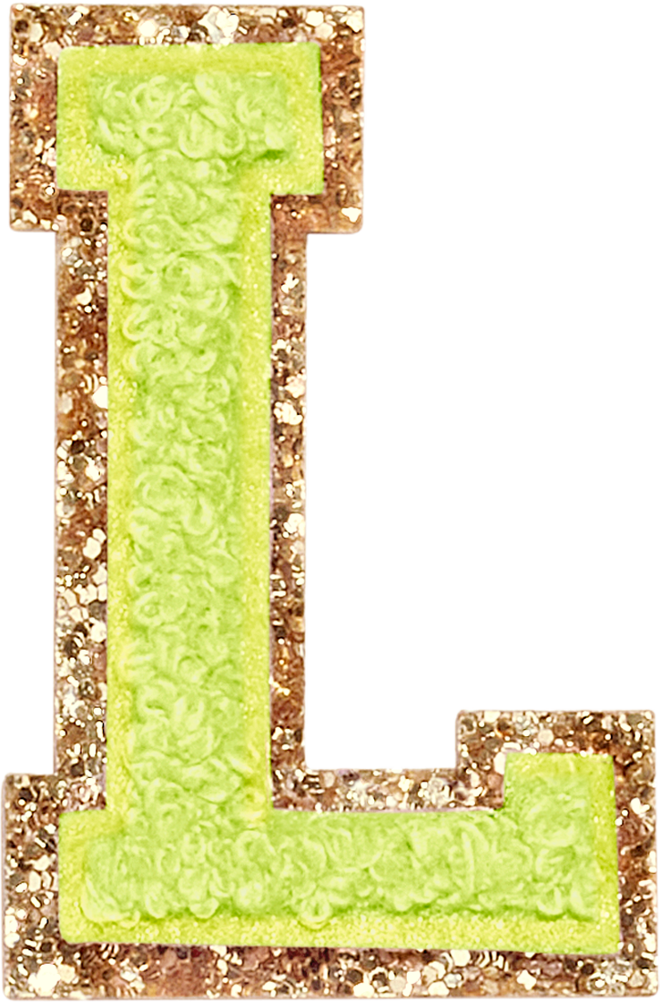 Lime Glitter Varsity Letter Patches
