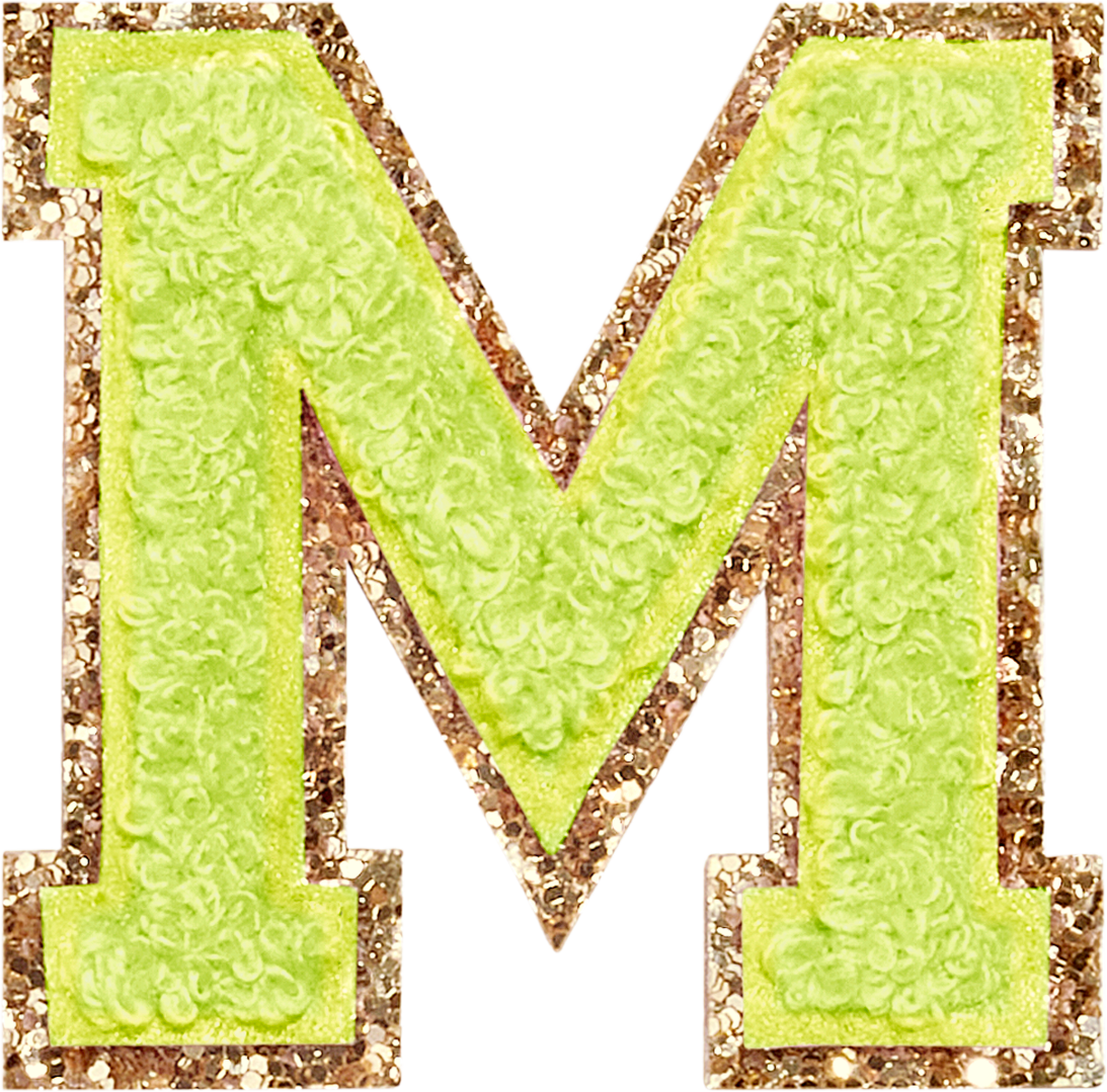 Lime Glitter Varsity Letter Patches