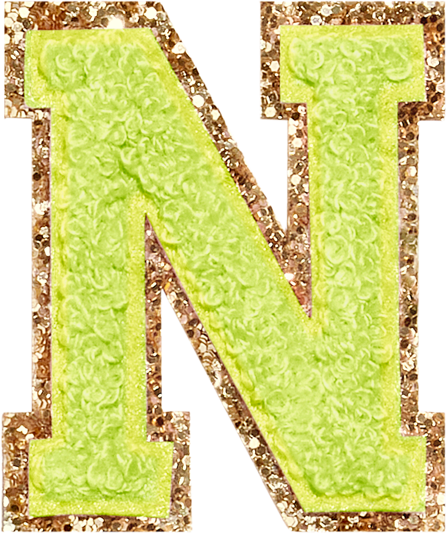 Lime Glitter Varsity Letter Patches
