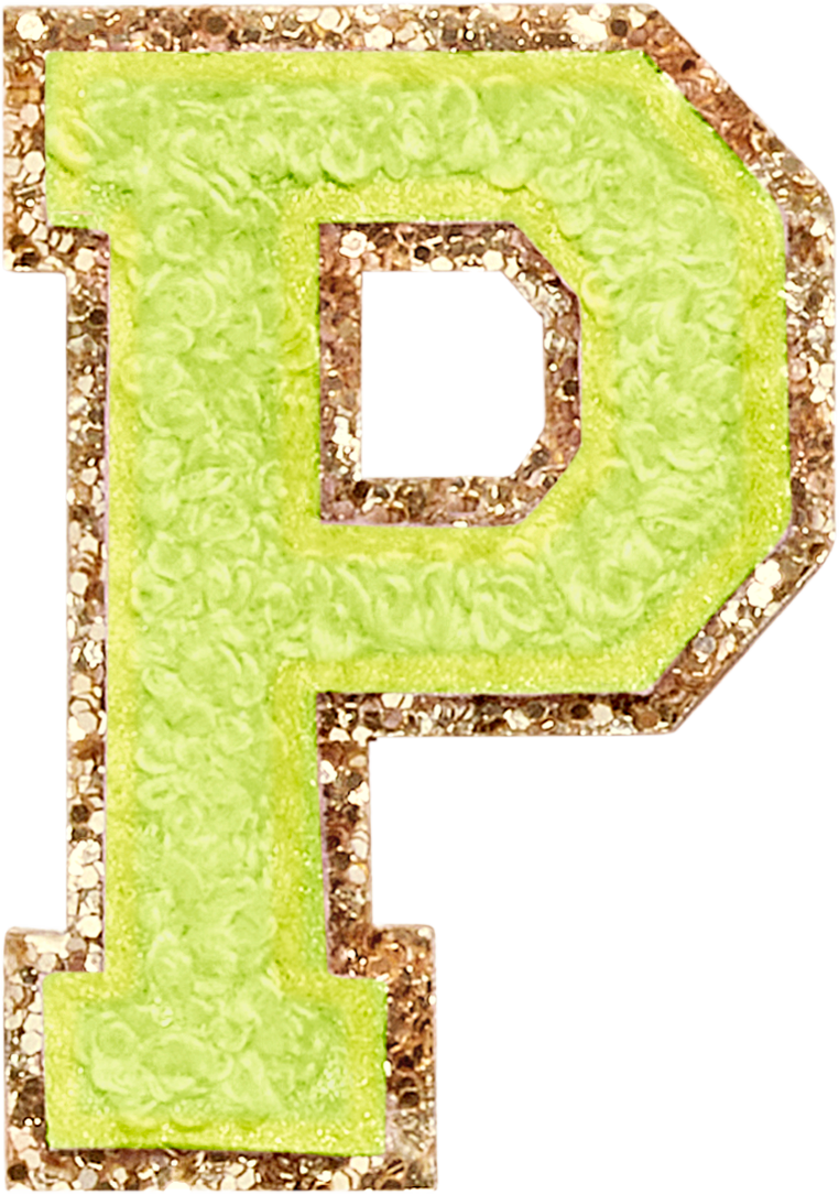 Lime Glitter Varsity Letter Patches