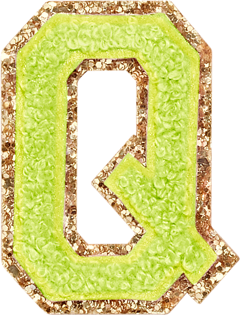 Lime Glitter Varsity Letter Patches