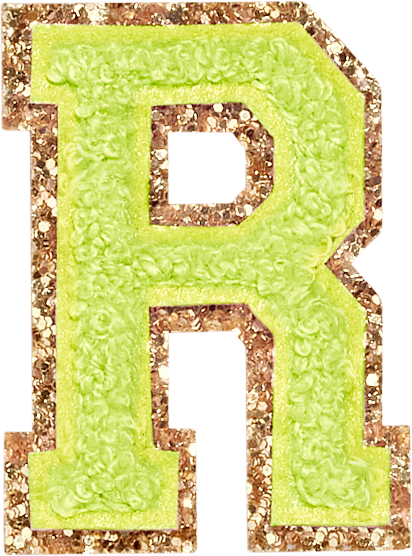 Lime Glitter Varsity Letter Patches