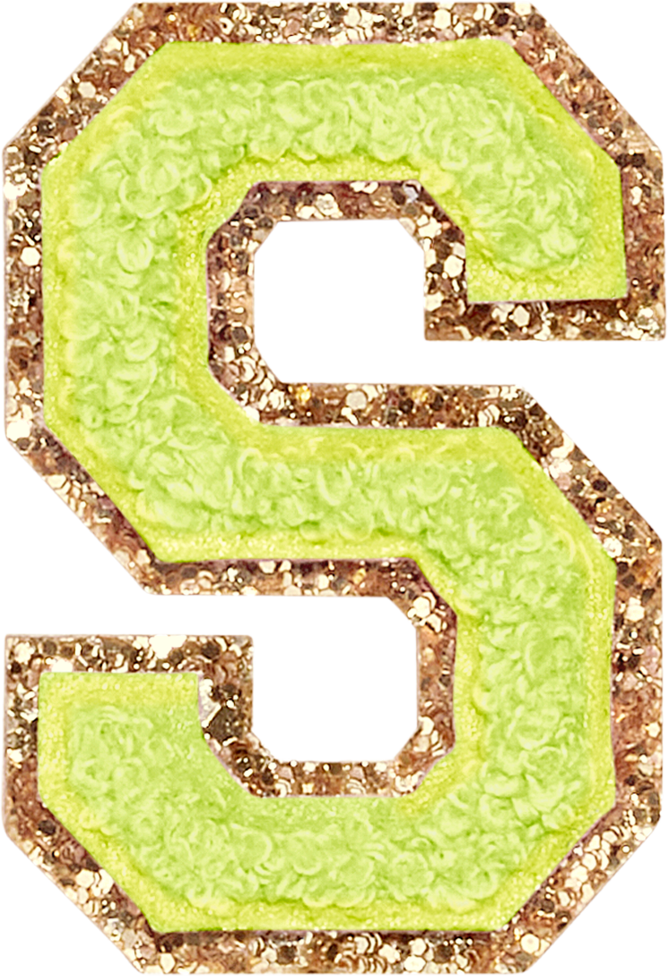 Lime Glitter Varsity Letter Patches