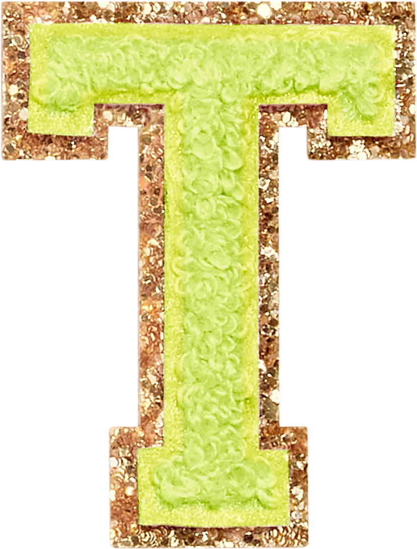 Lime Glitter Varsity Letter Patches