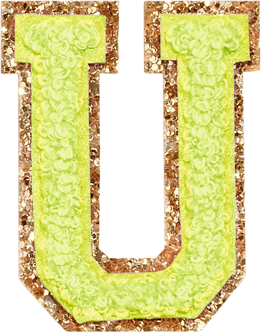 Lime Glitter Varsity Letter Patches