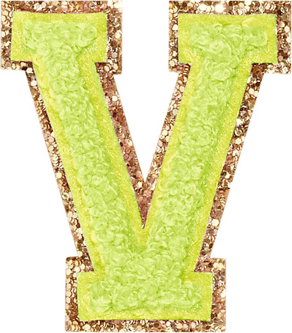Lime Glitter Varsity Letter Patches