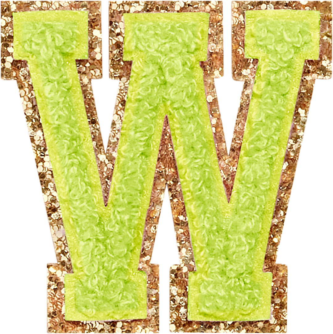 Lime Glitter Varsity Letter Patches