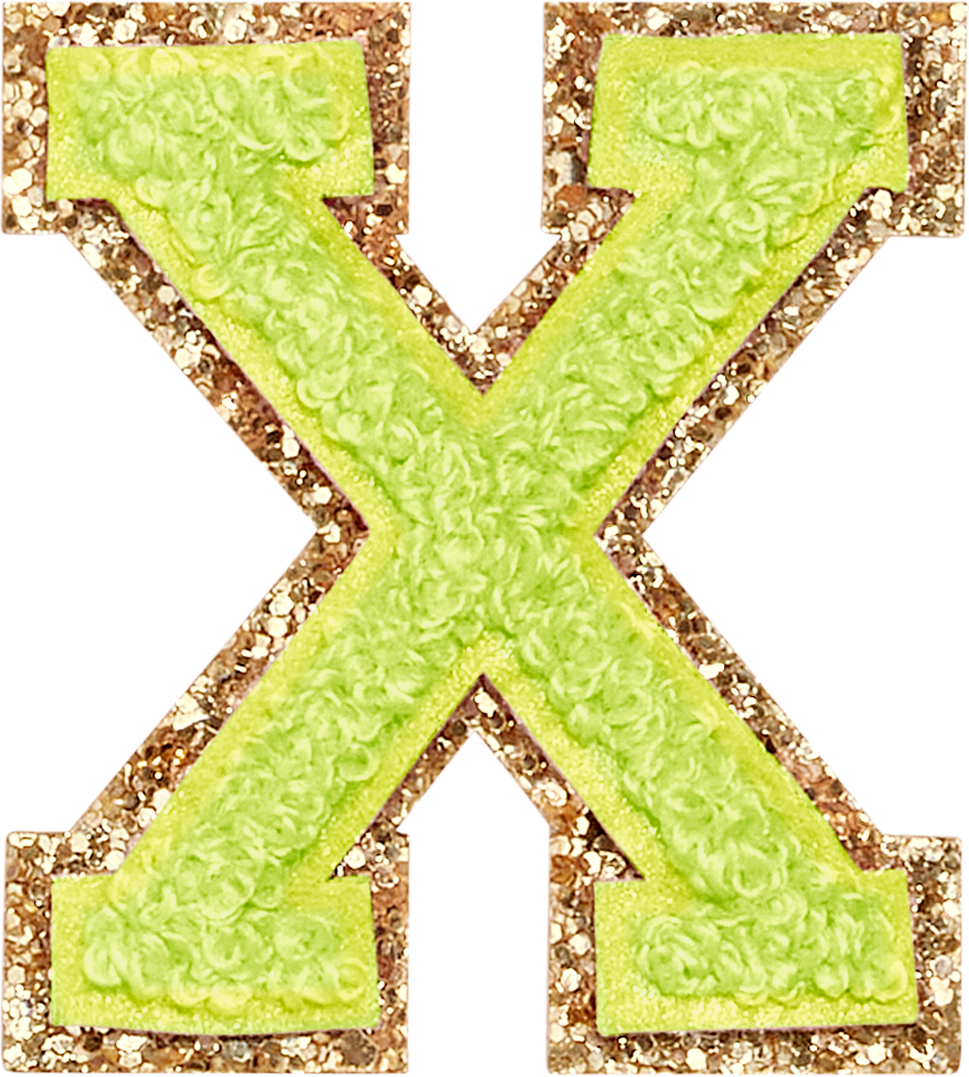 Lime Glitter Varsity Letter Patches