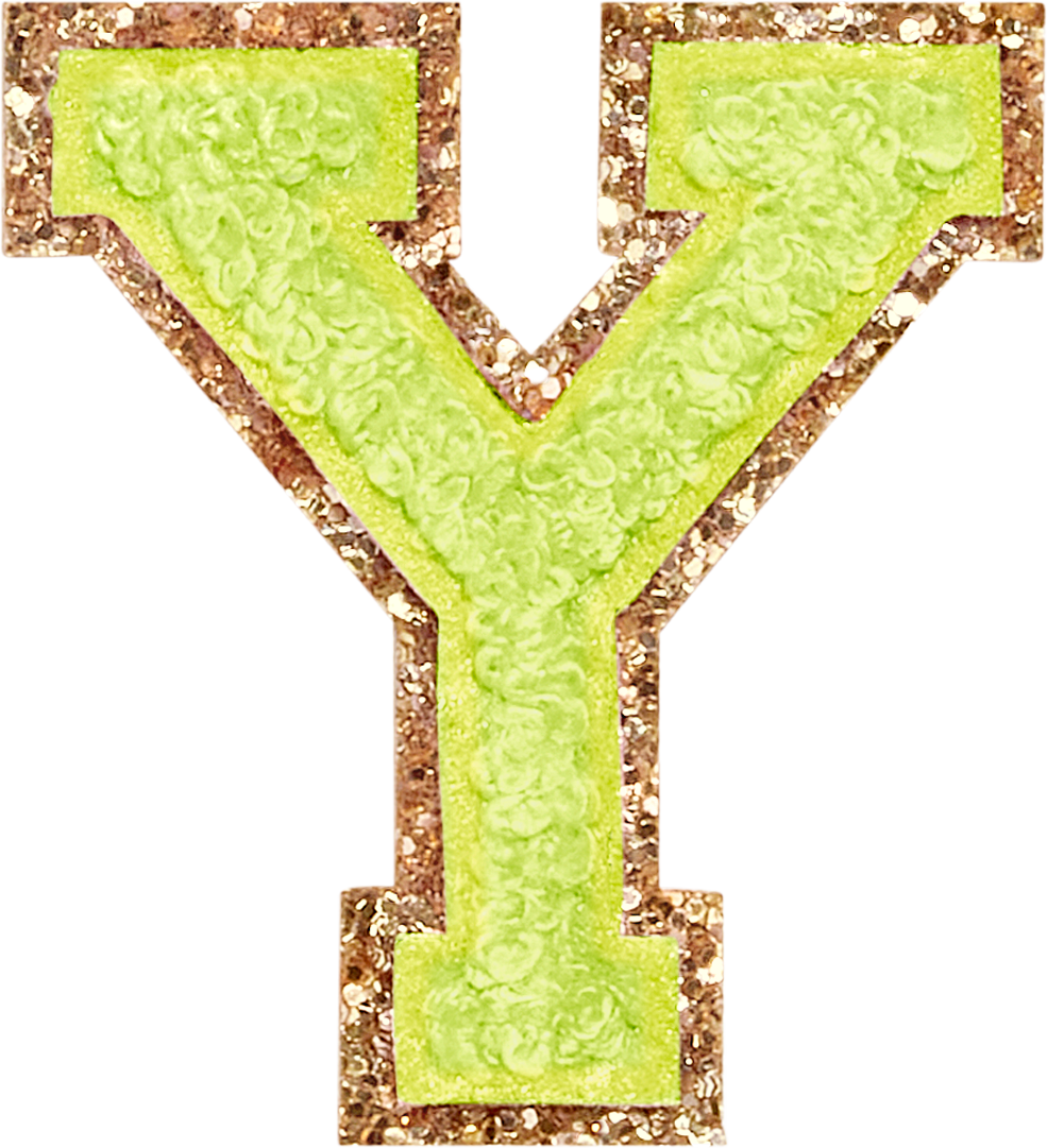 Lime Glitter Varsity Letter Patches