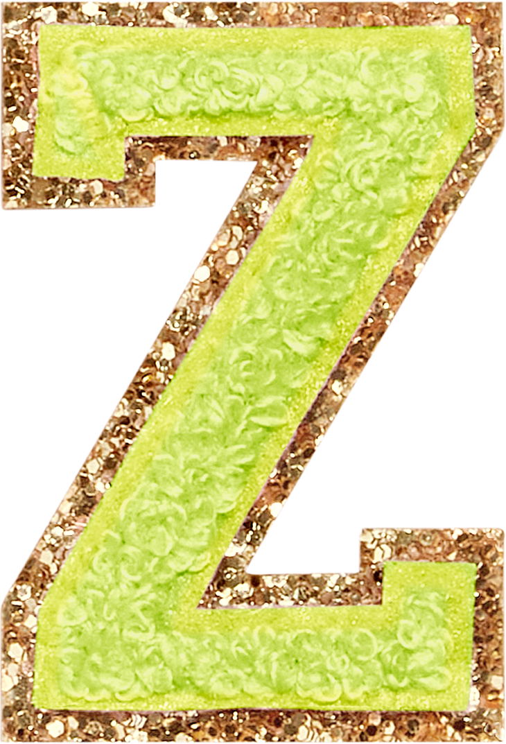 Lime Glitter Varsity Letter Patches