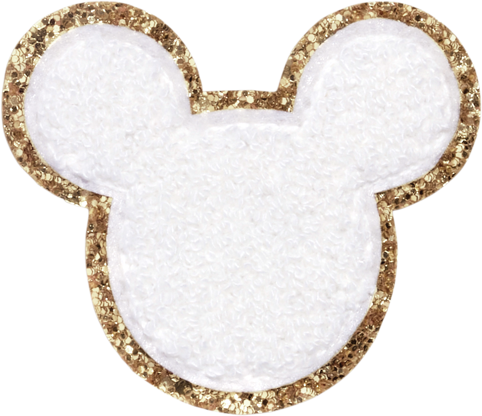 Blanc Disney Mickey Mouse Glitter Patch