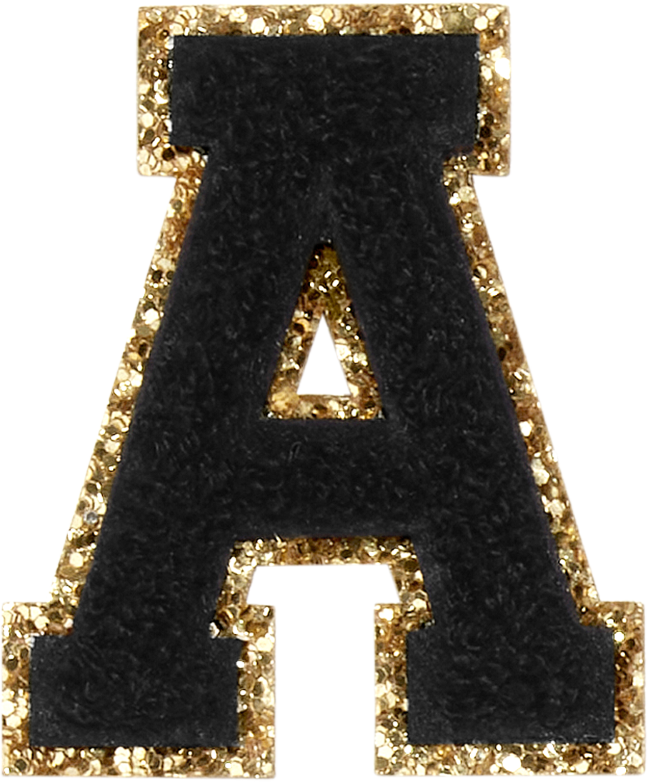 Noir Glitter Varsity Letter Patches