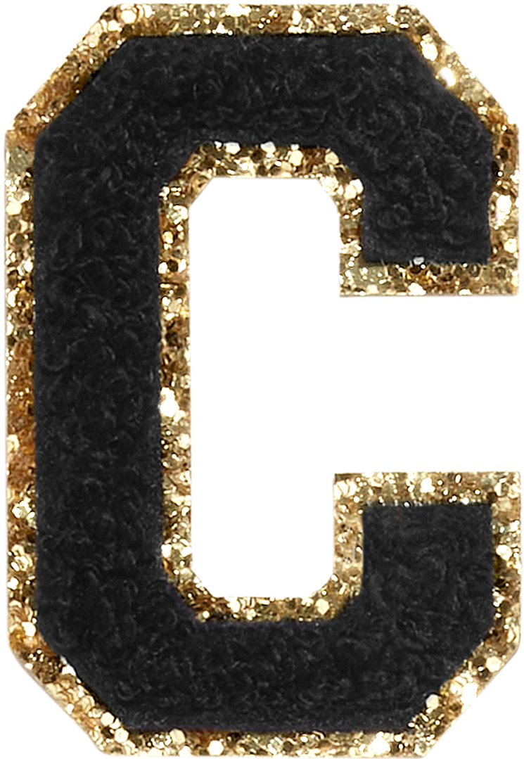 Noir Glitter Varsity Letter Patches