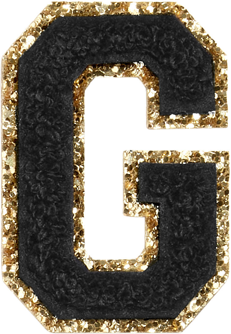 Noir Glitter Varsity Letter Patches
