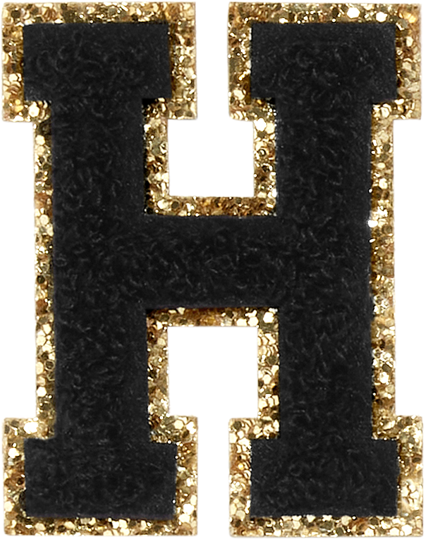 Noir Glitter Varsity Letter Patches