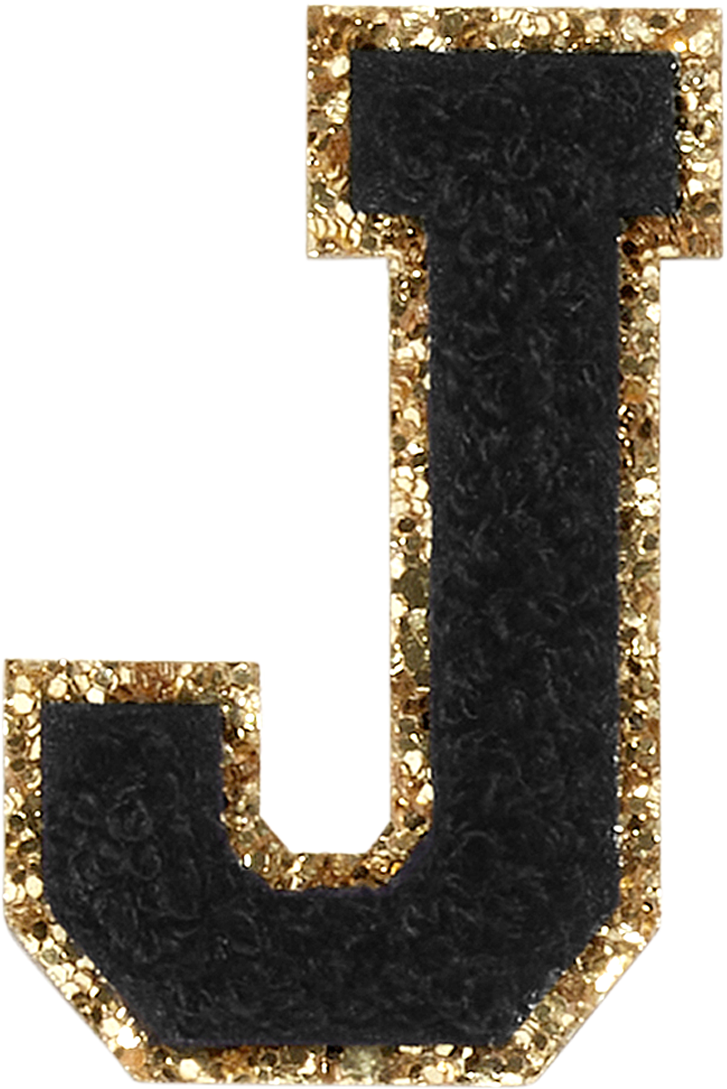 Noir Glitter Varsity Letter Patches