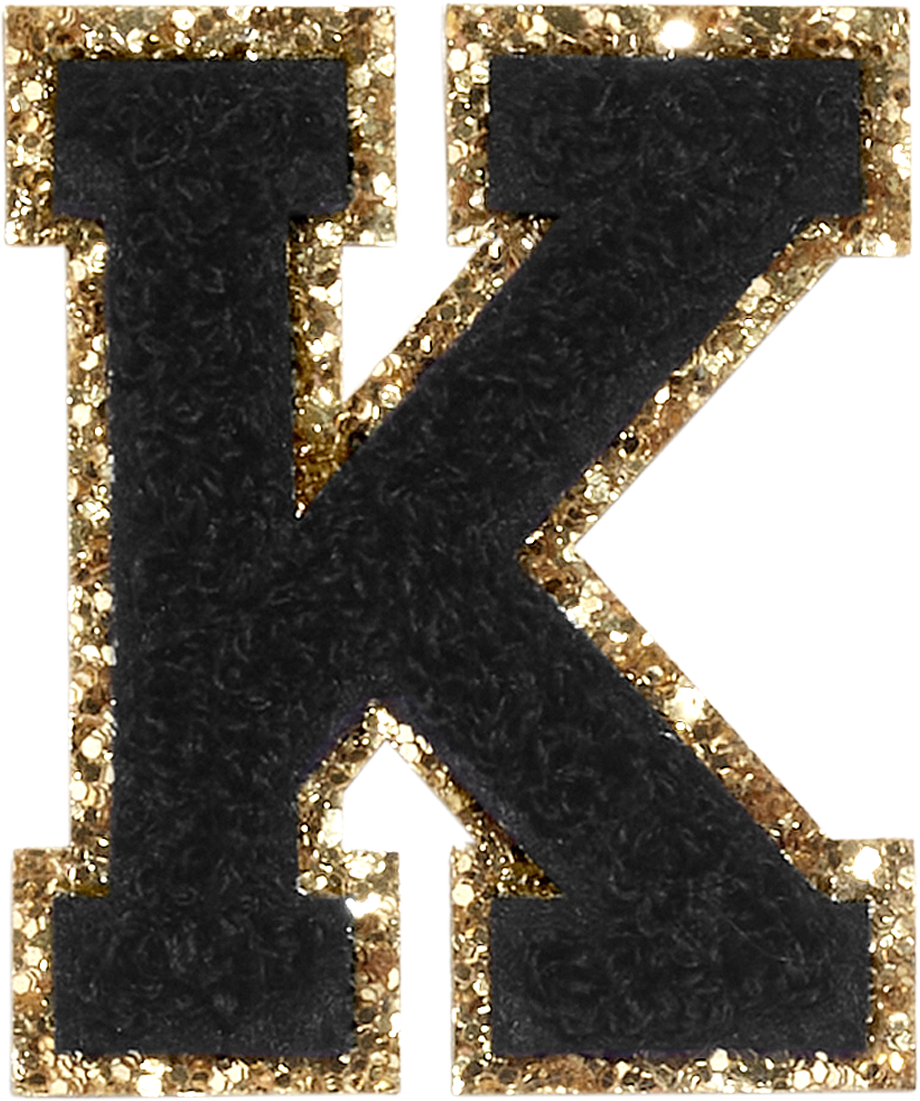 Noir Glitter Varsity Letter Patches