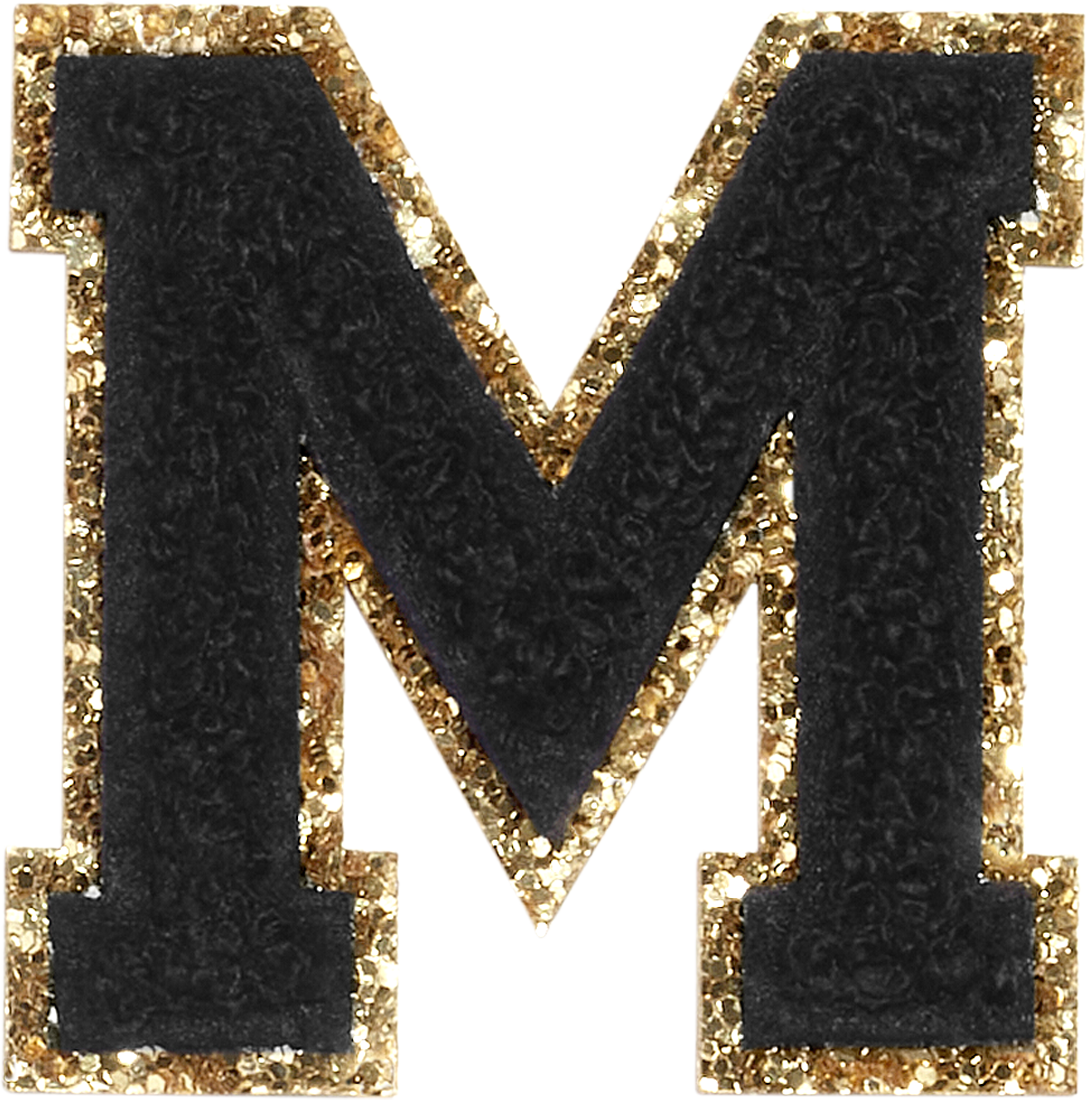 Noir Glitter Varsity Letter Patches