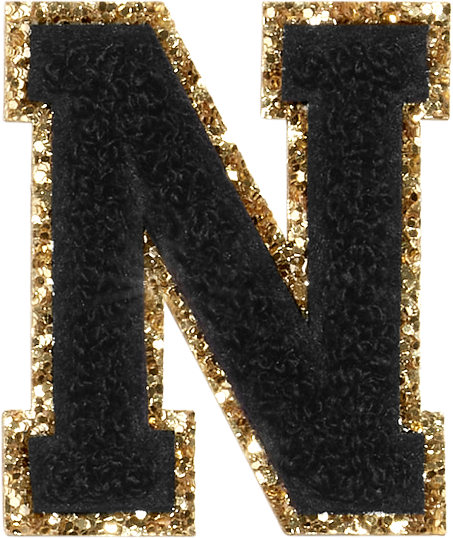 Noir Glitter Varsity Letter Patches