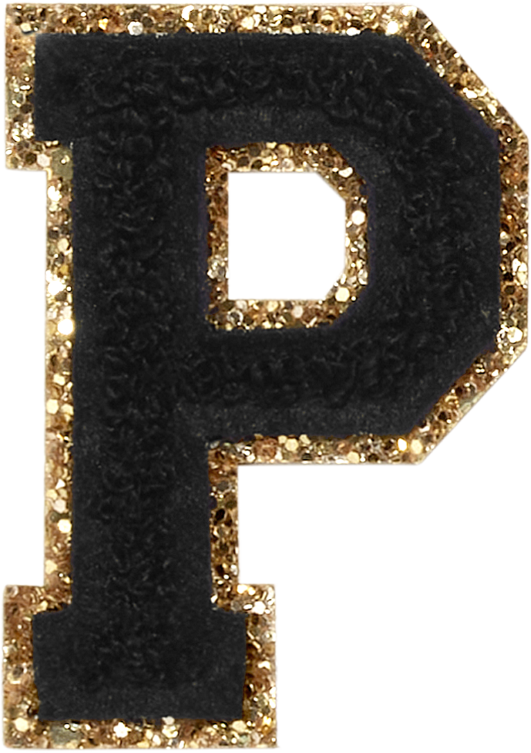 Noir Glitter Varsity Letter Patches