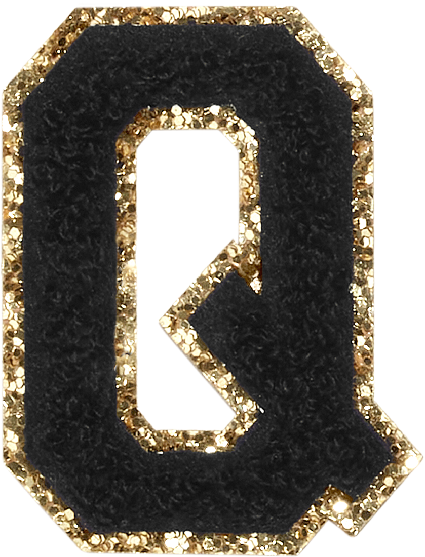 Noir Glitter Varsity Letter Patches