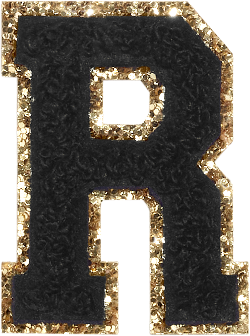 Noir Glitter Varsity Letter Patches