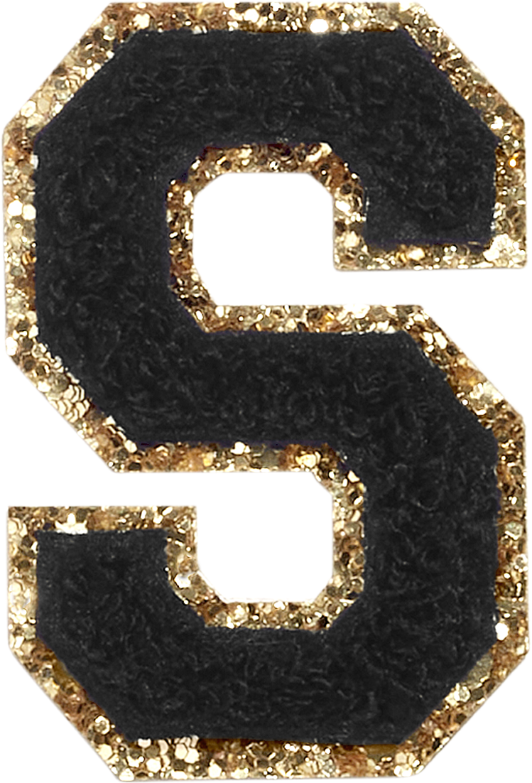 Noir Glitter Varsity Letter Patches