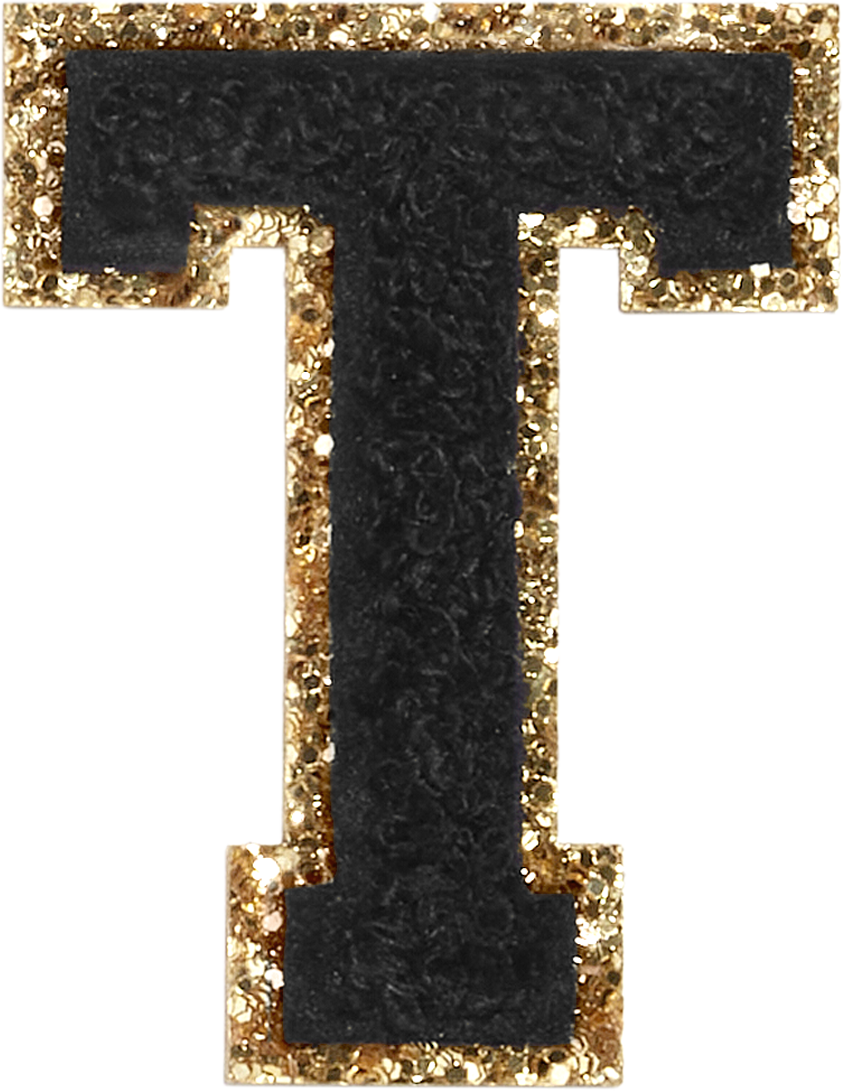 Noir Glitter Varsity Letter Patches