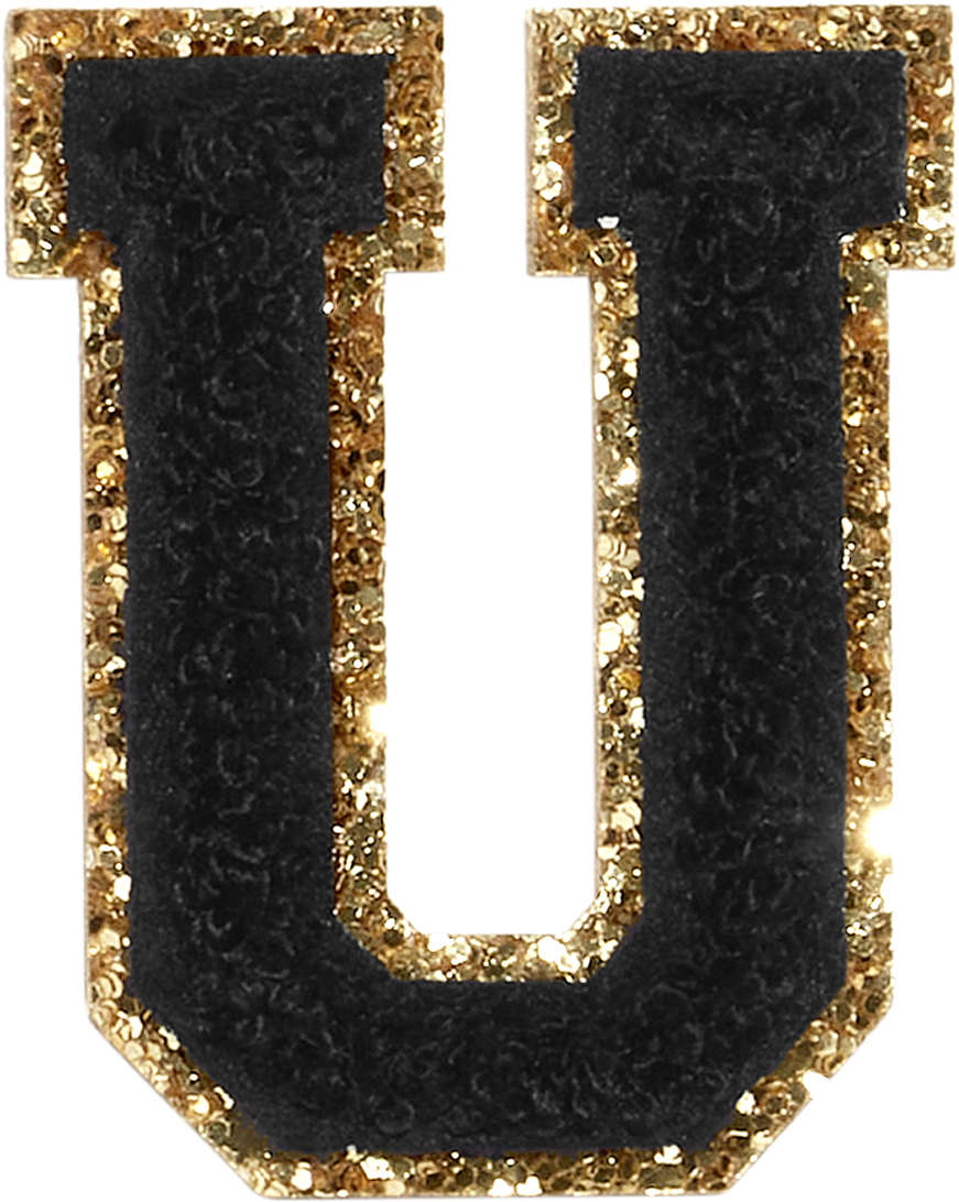 Noir Glitter Varsity Letter Patches