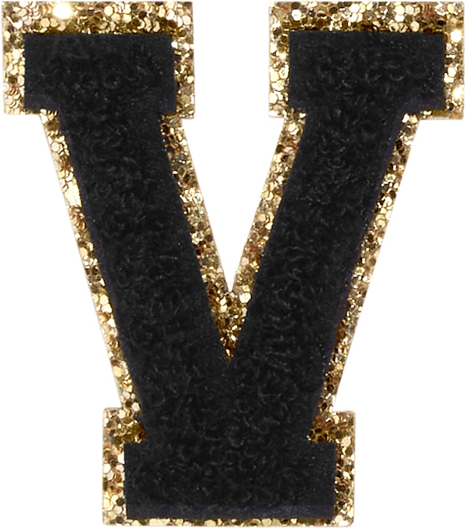Noir Glitter Varsity Letter Patches