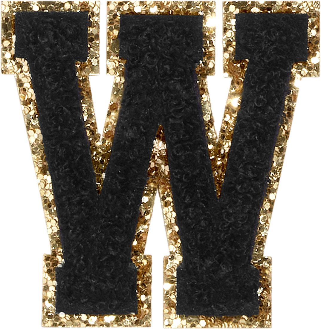 Noir Glitter Varsity Letter Patches