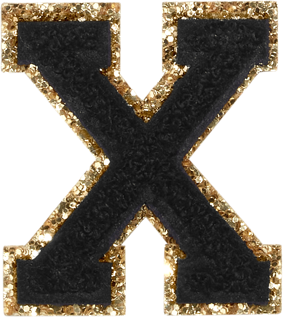 Noir Glitter Varsity Letter Patches