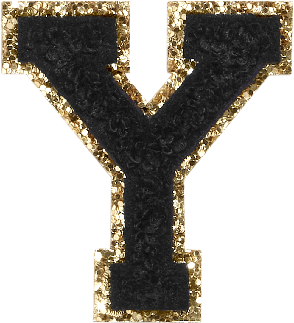 Noir Glitter Varsity Letter Patches