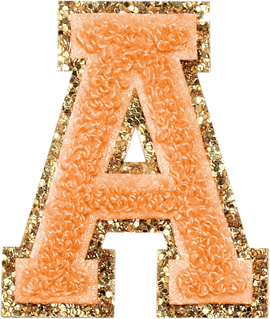 Peach Glitter Varsity Letter Patches