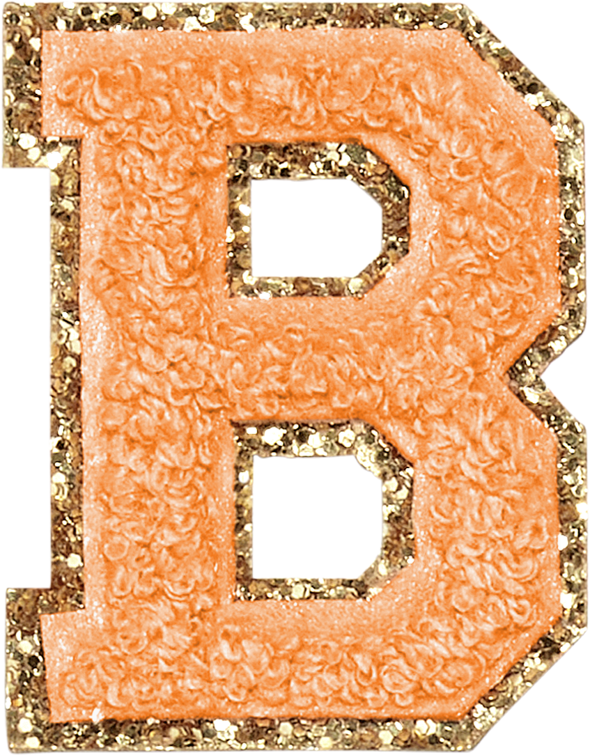 Peach Glitter Varsity Letter Patches