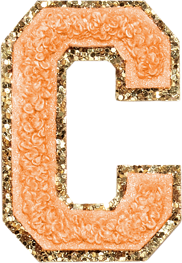 Peach Glitter Varsity Letter Patches